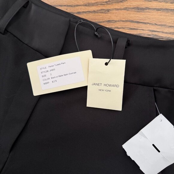 NWT Janet Howard NYC Parker Tuxedo Pant Trousers Black Size 2 - Picture 4 of 5